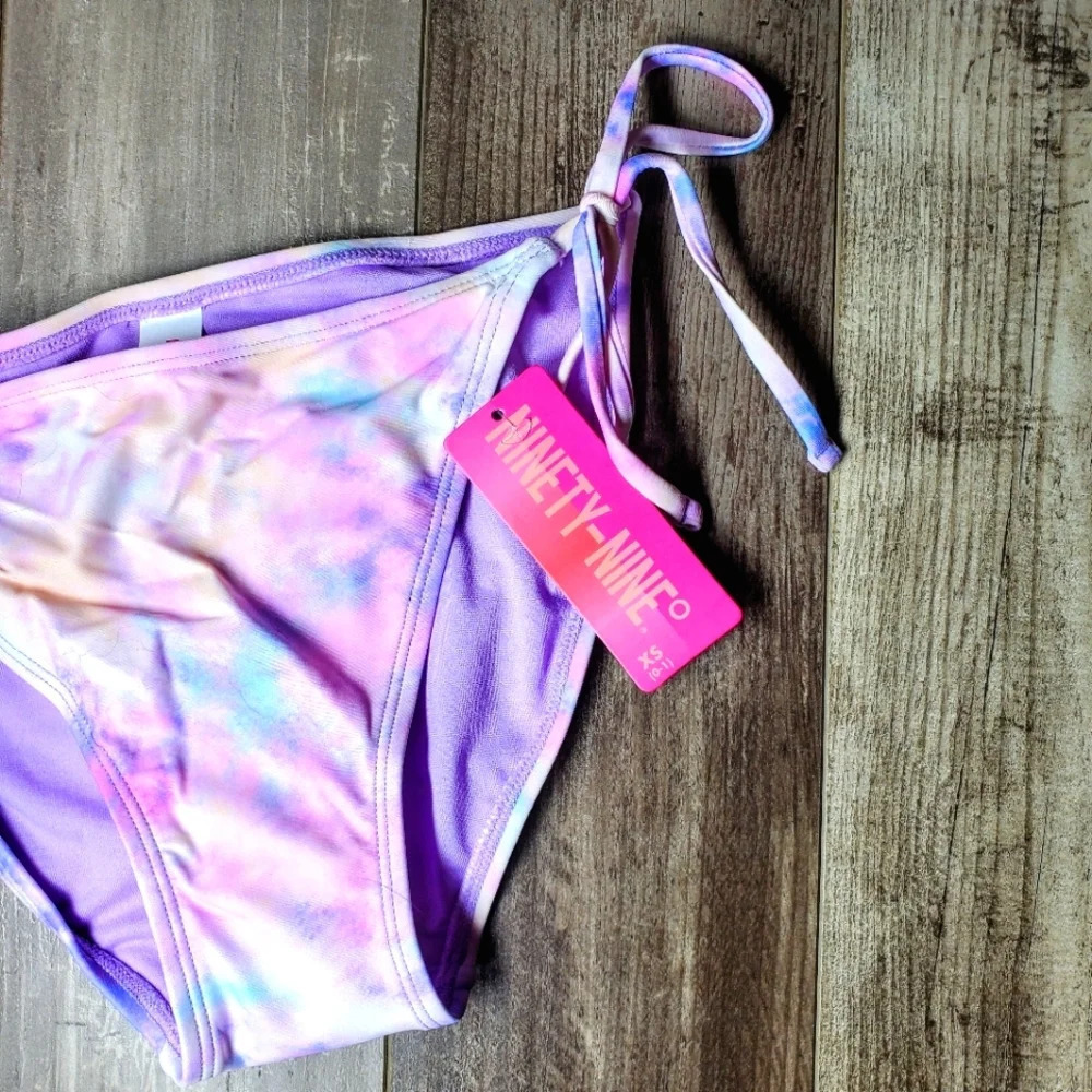 NWT Ninety-Nine Degrees Cotton Candy Side Tie Bikini Bottoms XS (0-1)